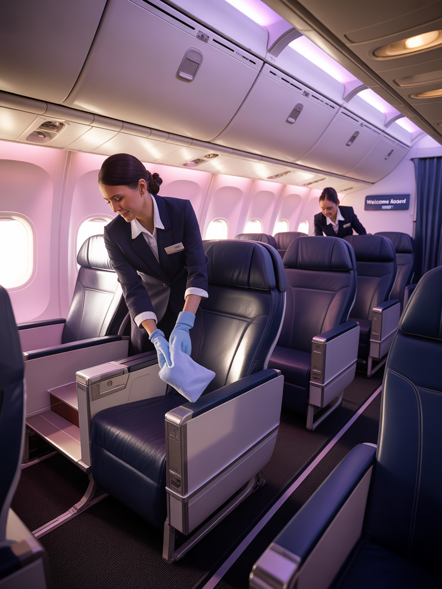 Nettoyage avion & repas